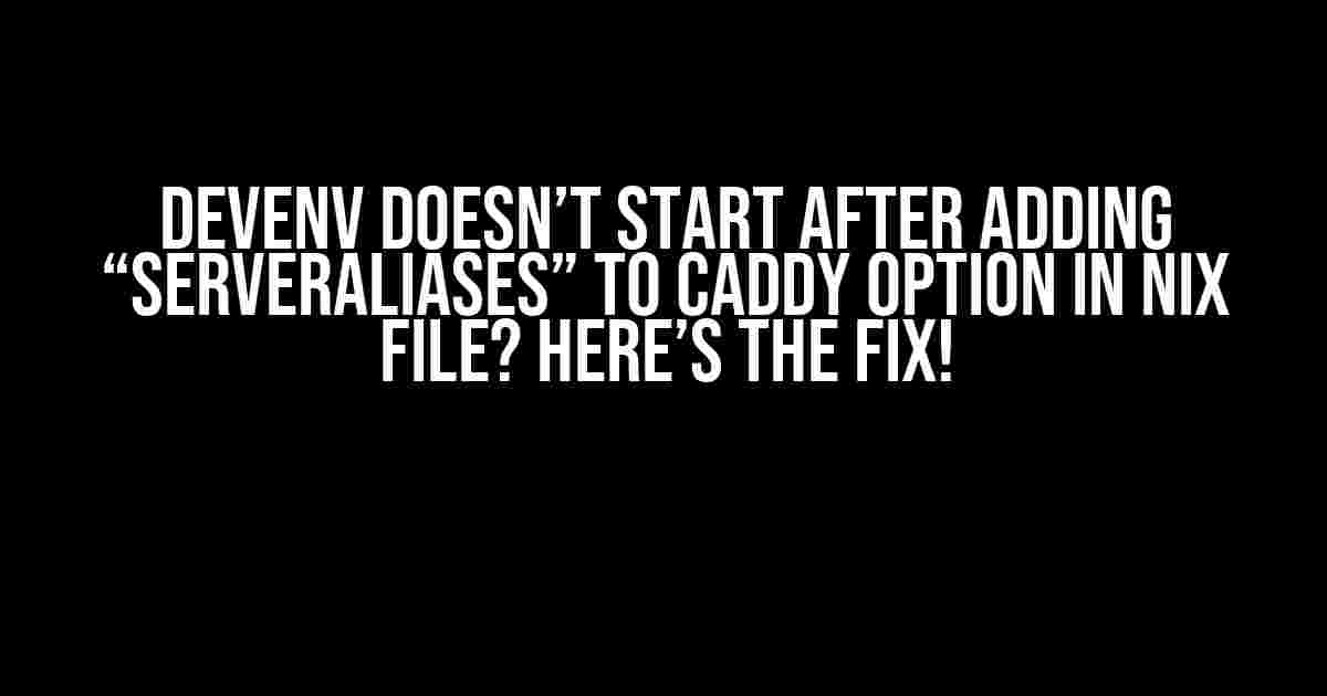 Devenv Doesn’t Start After Adding “serverAliases” to Caddy Option in Nix File? Here’s the Fix!